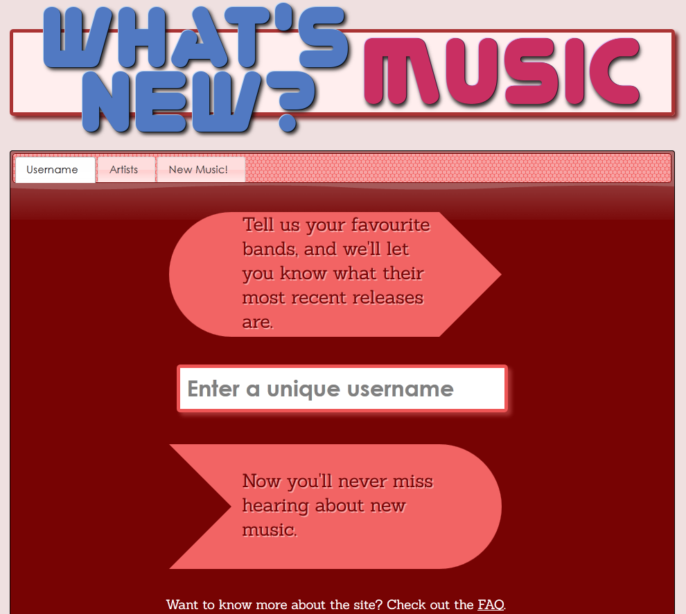 The final What's New? MUSIC design